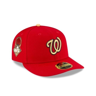 Red Washington Nationals Hat - New Era MLB Gold Collection Low Profile 59FIFTY Fitted Caps USA1827435